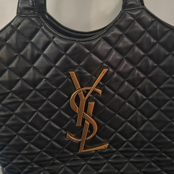 Yves Saint Laurent Black Quilted Tote with Gold Logo - Copy - Picture 9 of 16